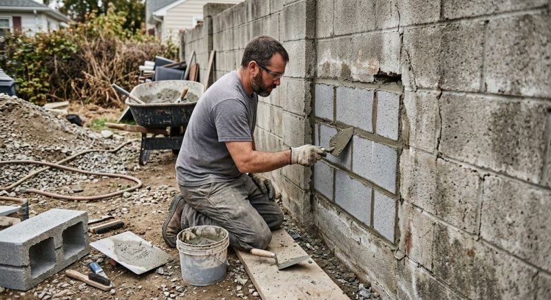 Cinder Block Wall Repair in Madison, TN